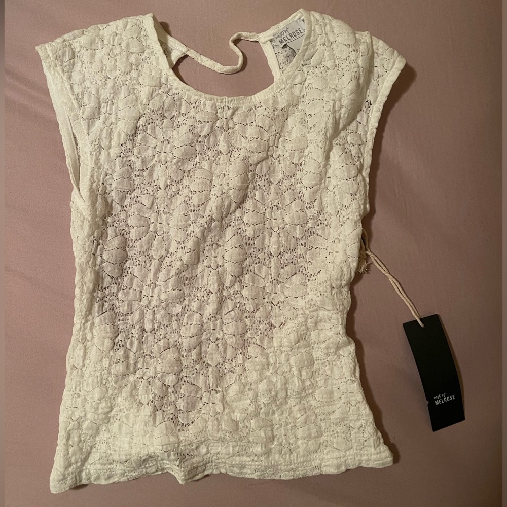 White Lace Open Back Top